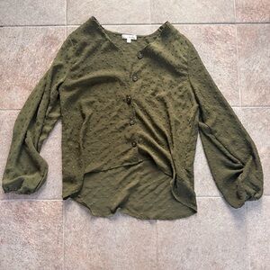Nine Britton Olive Green Button-Up Women's Top Size Medium